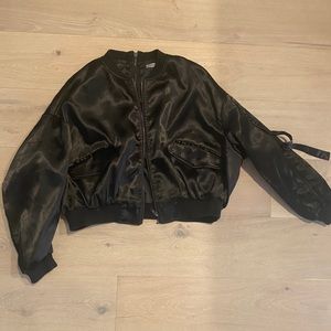 Black satin bomber jacket